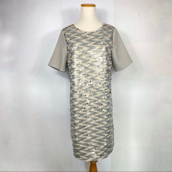 NEW GIANNI BINI Razzle Dazzle Metallic Sequins Cocktail Party Mini Shift Dress - Picture 6 of 8